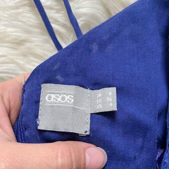 ASOS Blue Eyelet Lace Tie Shoulder Dress - Picture 4 of 4